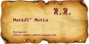 Matkó Metta névjegykártya